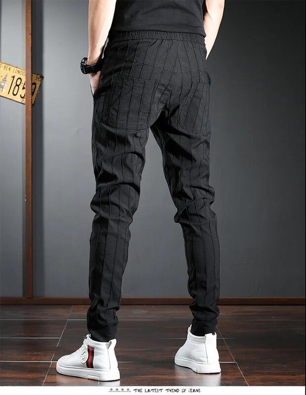 Harajuku Fashion Drawstring Stripe Designer Kpop Jogger Jeans για άντρες Άνοιξη φθινόπωρο Casual Denim Slim Fit Ανδρικό παντελόνι Cargo