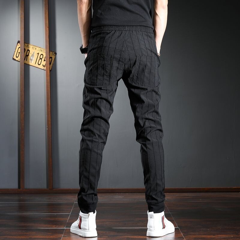 Harajuku Fashion Drawstring Stripe Designer Kpop Jogger Jeans για άντρες Άνοιξη φθινόπωρο Casual Denim Slim Fit Ανδρικό παντελόνι Cargo