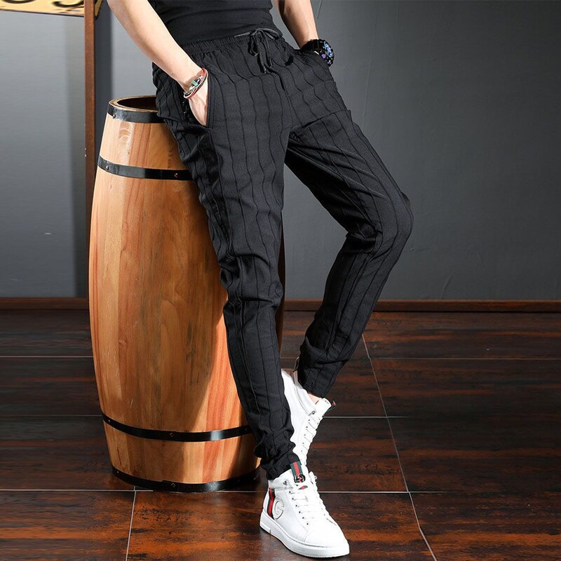 Harajuku Fashion Drawstring Stripe Designer Kpop Jogger Jeans για άντρες Άνοιξη φθινόπωρο Casual Denim Slim Fit Ανδρικό παντελόνι Cargo