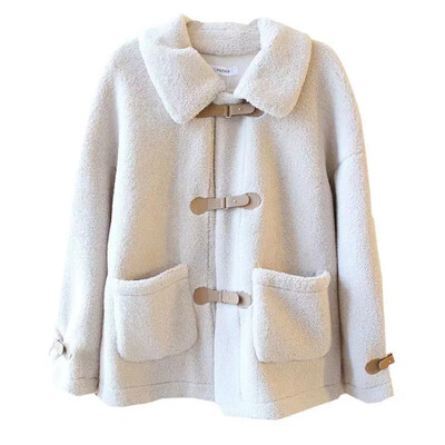 Toamnă/iarna 2023, nou, versatilă, stil coreean, sacou decupat lână de miel pentru femei, în stil tweed