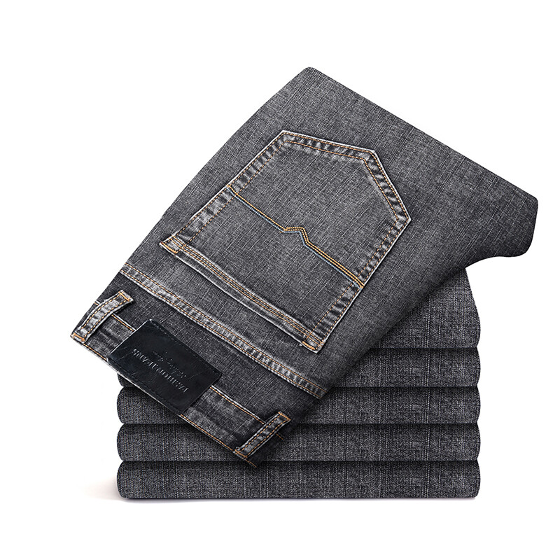 6 χρώματα Φθινοπωρινό Ανδρικό Γκρι ίσιο τζιν Business Casual Βαμβακερό Stretch Παντελόνι Τζιν Ανδρικό Επώνυμο Ένδυση Plus Size 40 42 44