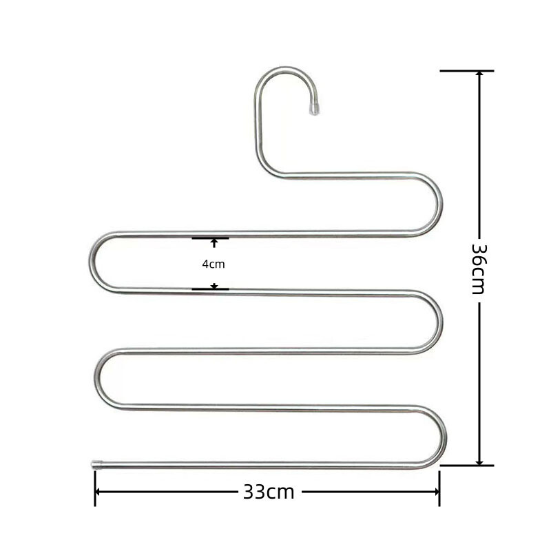 5 slāņu nerūsējošā tērauda drēbju pakaramais S-veida Daudzslāņu bikšu statīvs Garderobes skapis Uzglabāšana Mājas glabāšana Bikšu klipsis