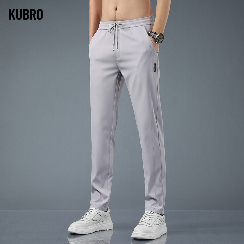 Ανδρικό παντελόνι Ice Silk 2023 Καλοκαίρι Νέο μαύρο γκρι λεπτό επαγγελματικό καθημερινό παντελόνι Εξωτερικό ελαστικό αναπνεύσιμο ίσιο παντελόνι φούτερ