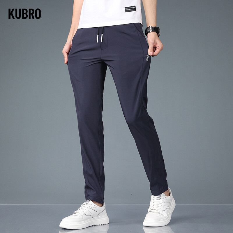 Ανδρικό παντελόνι Ice Silk 2023 Καλοκαίρι Νέο μαύρο γκρι λεπτό επαγγελματικό καθημερινό παντελόνι Εξωτερικό ελαστικό αναπνεύσιμο ίσιο παντελόνι φούτερ