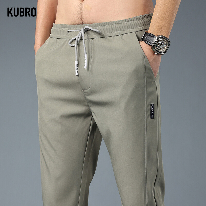 Ανδρικό παντελόνι Ice Silk 2023 Καλοκαίρι Νέο μαύρο γκρι λεπτό επαγγελματικό καθημερινό παντελόνι Εξωτερικό ελαστικό αναπνεύσιμο ίσιο παντελόνι φούτερ