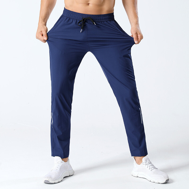 Pantaloni elastici de sport în aer liber, pantaloni de vară ultra-subțiri pentru bărbați, pantaloni de mătase de gheață cu uscare rapidă, pantaloni casual pentru bărbați