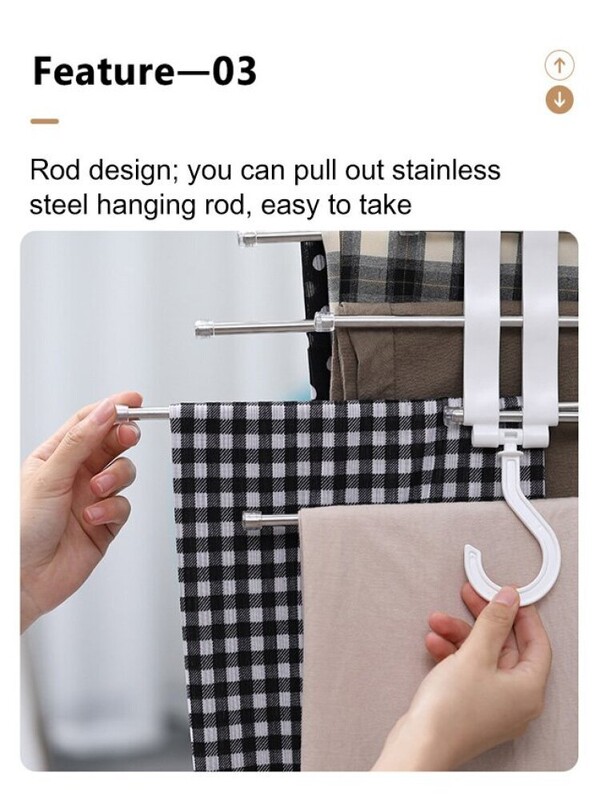 Σχάρα παντελονιών από ανοξείδωτο ατσάλι Τύπος S Πολυστρωματική βάση ρούχων Organizer Σχάρα παντελονιών Κλιπ παντελονιών Ντουλάπα Ράφι αποθήκευσης