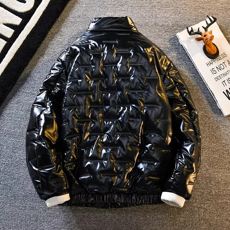 2023 Νέο ανδρικό μπουφάν φωτεινό πρόσωπο με βαμβακερό γιακά με περικοπή ελαφρύ χειμωνιάτικο ζεστό μοντέρνο casual πάρκα με κουκούλα