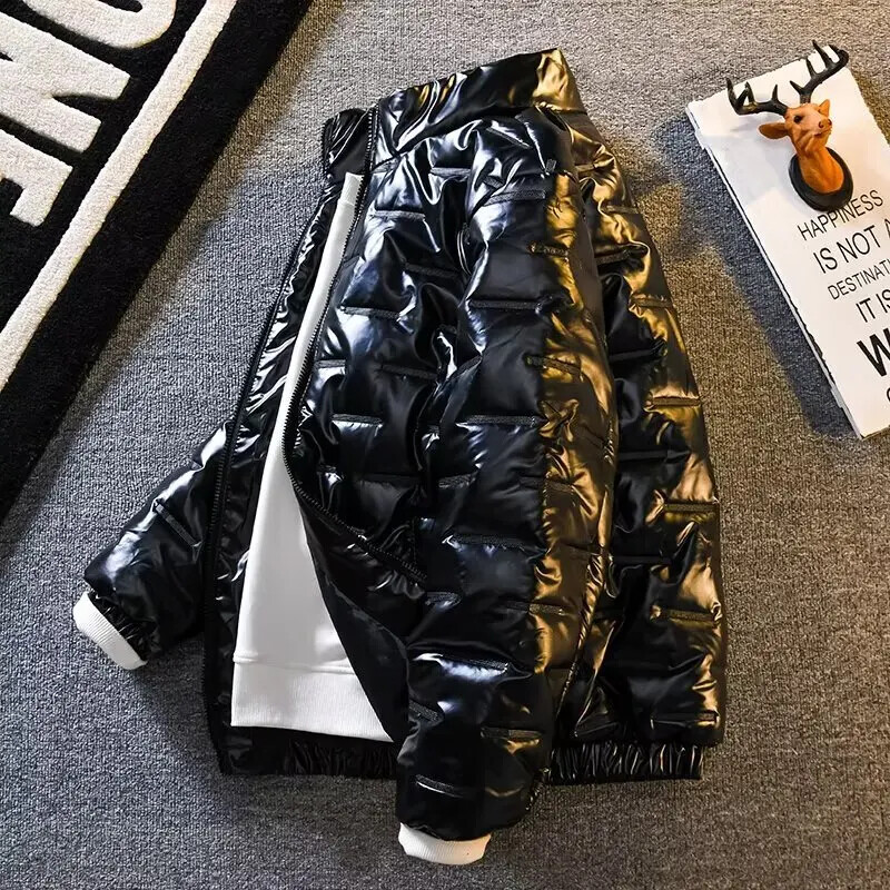 2023 Νέο ανδρικό μπουφάν φωτεινό πρόσωπο με βαμβακερό γιακά με περικοπή ελαφρύ χειμωνιάτικο ζεστό μοντέρνο casual πάρκα με κουκούλα