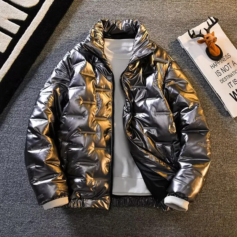 2023 Νέο ανδρικό μπουφάν φωτεινό πρόσωπο με βαμβακερό γιακά με περικοπή ελαφρύ χειμωνιάτικο ζεστό μοντέρνο casual πάρκα με κουκούλα