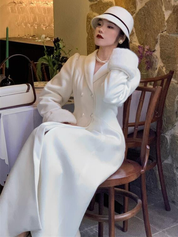 Λευκά χαρμάνια Γυναικεία φθινοπωρινά κομψά πανωφόρια Απλή μονόστομη Κομψό Ζεστό Άνετο Κορεάτικο Στιλ Νέα μοντέρνα θέση