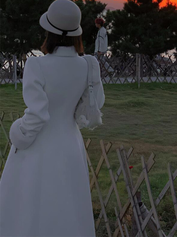 Λευκά χαρμάνια Γυναικεία φθινοπωρινά κομψά πανωφόρια Απλή μονόστομη Κομψό Ζεστό Άνετο Κορεάτικο Στιλ Νέα μοντέρνα θέση