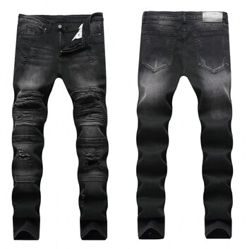 Модни улични мъжки байкерски дънки Homme Men Motorcycle Slim Fit Black Moto High Quality Denim Pants Joggers Slim Men Jeans