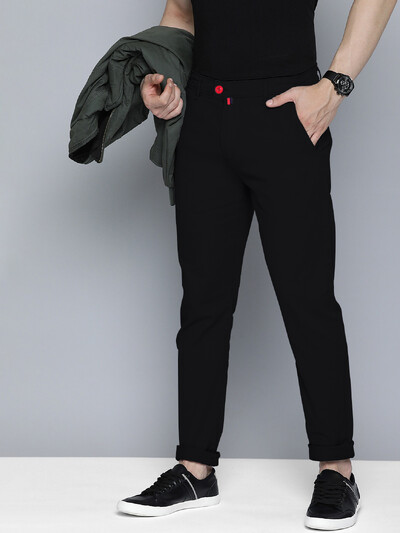 Ανδρικά μονόχρωμα παντελόνια καθημερινά επαγγελματικά επίσημα παντελόνια Ψηλόμεση Slim Europe and the United States Style Solid Color Four Seaso