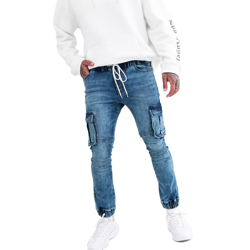 Pantaloni de jogging cargo pentru bărbați Blugi casual pentru bărbați, la modă stretch