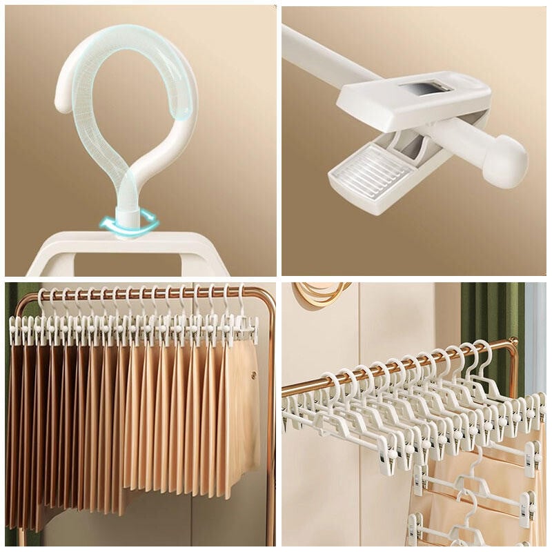 5 τμχ κρεμάστρα παντελονιών κρεμάστρα ρούχων Traceless Πολυλειτουργικό κλιπ παντελονιού για στέγνωμα στο σπίτι Αποθήκευση Ρυθμιζόμενη αντιολισθητική περιστροφή