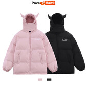 Parke s kapuljačom Muške zimske Devil's Horn Jednobojne pamučne podstavljene jakne Ženske široke hip-hop Harajuku Puffer Bubble Outwear Kaputi