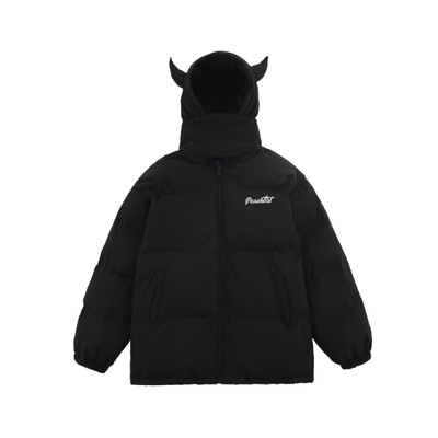 Parke s kapuljačom Muške zimske Devil's Horn Jednobojne pamučne podstavljene jakne Ženske široke hip-hop Harajuku Puffer Bubble Outwear Kaputi