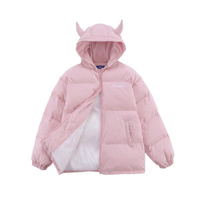 Parke s kapuljačom Muške zimske Devil's Horn Jednobojne pamučne podstavljene jakne Ženske široke hip-hop Harajuku Puffer Bubble Outwear Kaputi