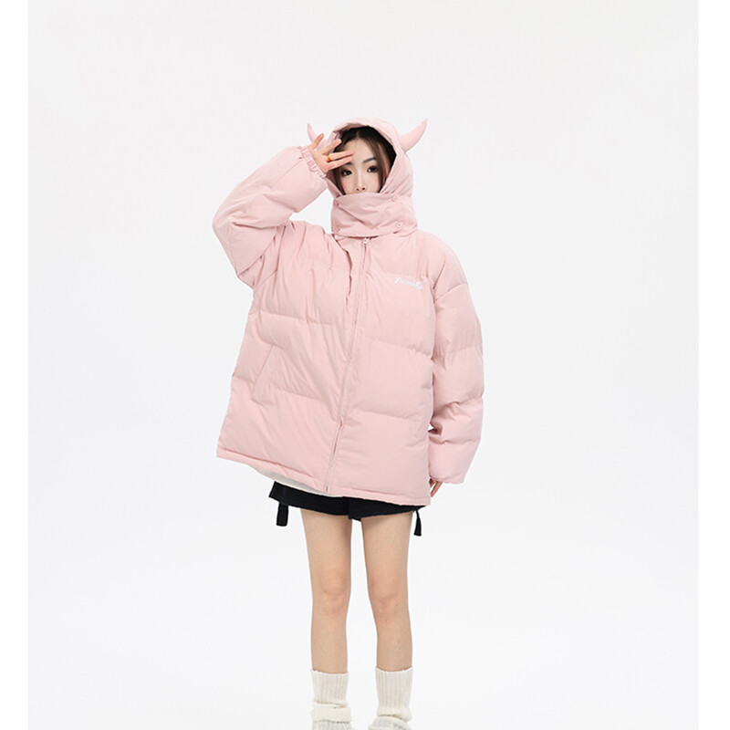 Parke s kapuljačom Muške zimske Devil's Horn Jednobojne pamučne podstavljene jakne Ženske široke hip-hop Harajuku Puffer Bubble Outwear Kaputi