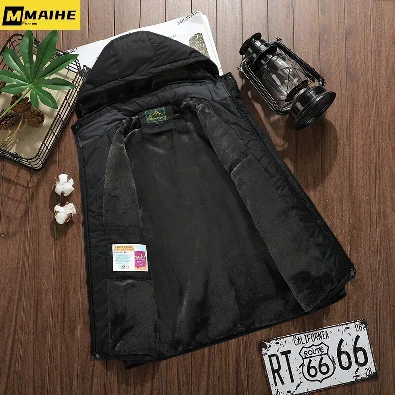 Zimska vodootporna parka, muška sportska vanjska topla debela jakna s kapuljačom s podstavom od flisa, velika veličina 9XL, skijaški kaput otporan na hladnoću