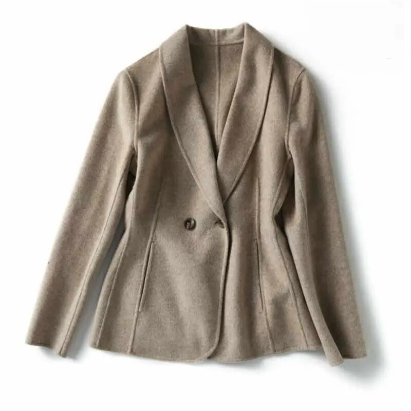 Jachete de lână din amestec de epocă pentru femei, primăvară 2023, sacou de costum Silm cu un singur buton, cu talie blândă, la modă, toamnă, blazer, cămilă