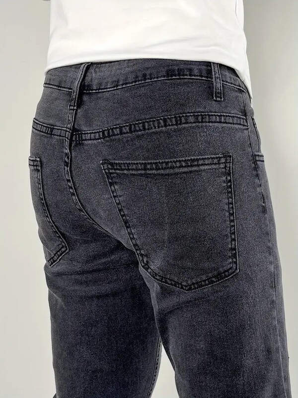 Modni ulični stil Sive uske traperice Muške vintage isprane jednobojne traper hlače Muške ležerne uske pencil traper hlače vruća rasprodaja