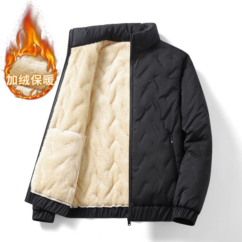 Ziemas jakas Vīriešu Parkas Biezās stāvapkakles Biezinātas Siltas vēja necaurlaidīgas mēteļi Ikdienas flīsa odere Polsterētas jakas XL-7XL