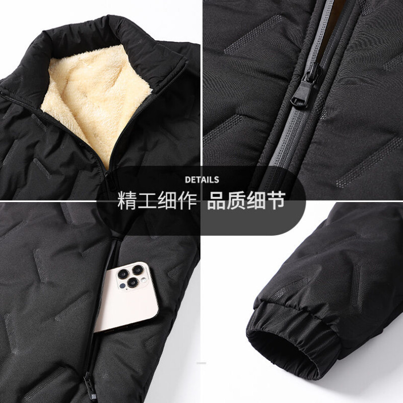 Ziemas jakas Vīriešu Parkas Biezās stāvapkakles Biezinātas Siltas vēja necaurlaidīgas mēteļi Ikdienas flīsa odere Polsterētas jakas XL-7XL