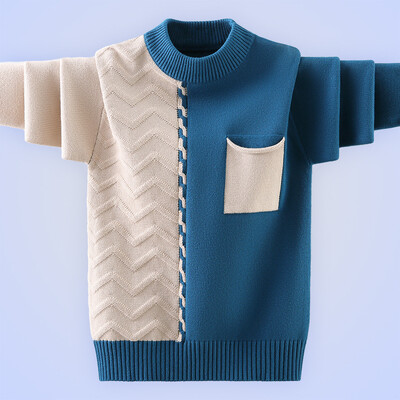 Παιδικά πουλόβερ Εφηβικά φθινοπωρινά χειμωνιάτικα μακρυμάνικα πλεκτά πουλόβερ για αγόρια ρούχα Μόδα Χρώμα συνονθύλευμα παιδικά μπλουζάκια