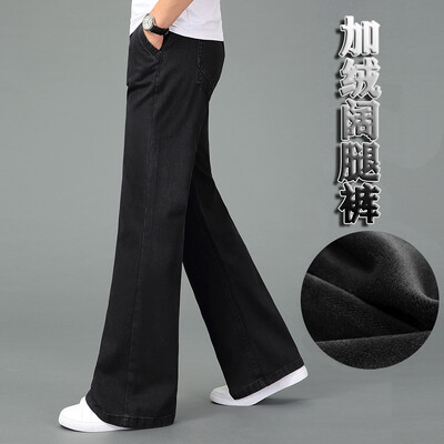 Ανδρικά 2022 Υψηλής ποιότητας Χειμερινό ζεστό φλις τζιν τζιν Business Casual Flare Παντελόνι βελούδο στη μέση