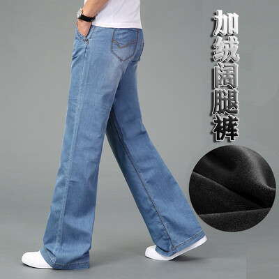 Ανδρικά 2022 Υψηλής ποιότητας Χειμερινό ζεστό φλις τζιν τζιν Business Casual Flare Παντελόνι βελούδο στη μέση