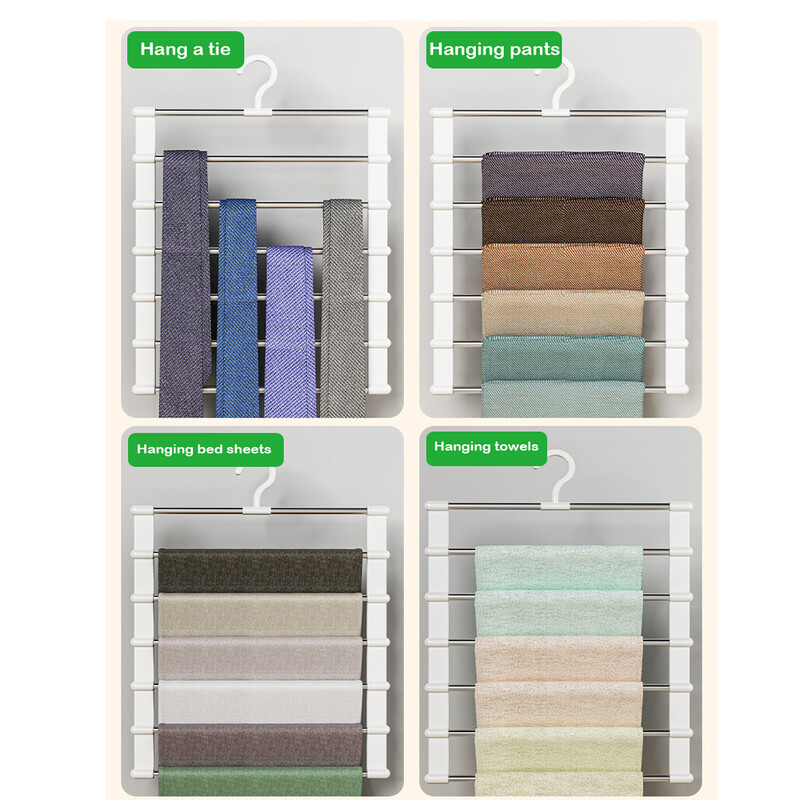 Υψηλής ποιότητας κρεμάστρα παντελονιών 5 στρώσεων Ανοξείδωτο ανθεκτικό μαγικό ράφι παντελονιών Πτυσσόμενη κρεμάστρα οργάνωσης ρούχων