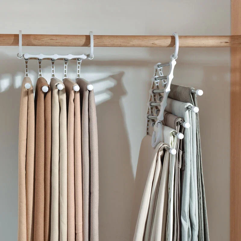 Πολυλειτουργικό ράφι παντελονιών πετσέτες Ράφια Ντουλάπα Αποθήκευση Ντουλάπα από ανοξείδωτο ατσάλι Ρυθμιζόμενη Magic κρεμάστρες παντελονιών Organizer αποθήκευσης