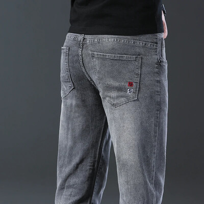 Νέο ανδρικό τζιν παντελόνι Λεπτό ίσιο Gentleman Μέγεθος 27-38 Slacks Μόδα Ευρωπαϊκού Αμερικάνικου Στιλ Ανδρικά Stretch Πολυτελή τζιν γκρι