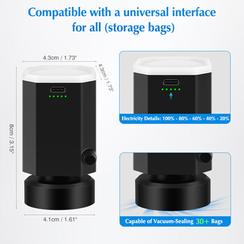 Безжична електрическа помпа за вакуумни чанти за съхранение Преносима универсална въздушна помпа за пътуване за компресирани дрехи, одеяла, багаж