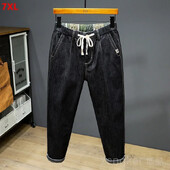 Pavasara vīriešu bikses līdz potītēm deviņu punktu bikses brīvas liela izmēra merserizētas kokvilnas harēma bikses liela izmēra džinsi oversize