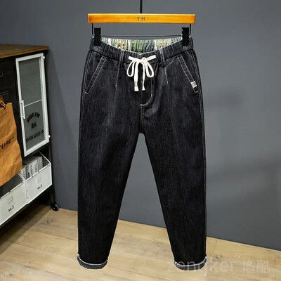 Pavasara vīriešu bikses līdz potītēm deviņu punktu bikses brīvas liela izmēra merserizētas kokvilnas harēma bikses liela izmēra džinsi oversize