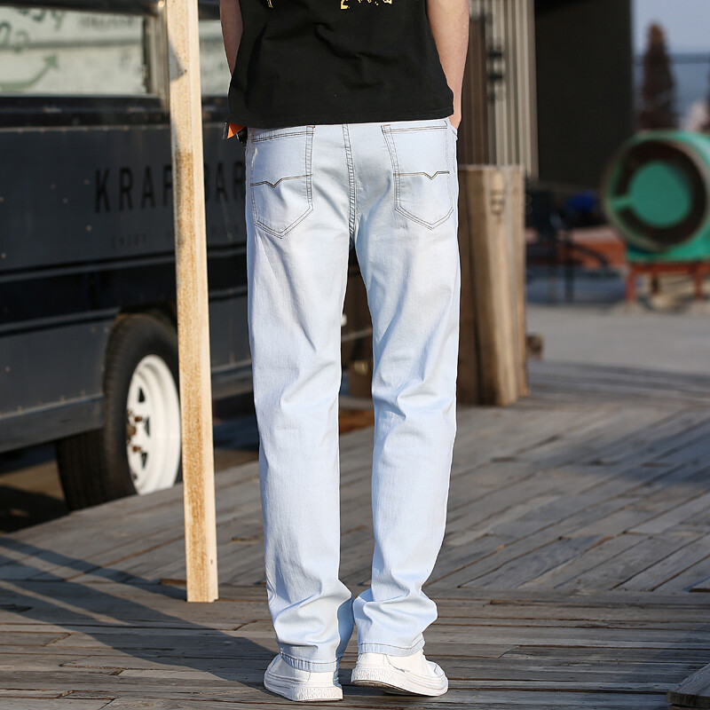 Άνοιξη καλοκαίρι 2022 λεπτό ίσιο φαρδύ ανοιχτό μπλε τζιν νεανικά ρούχα ανδρικό βαμβακερό τζιν τζιν μεγάλο μέγεθος 40 42 44