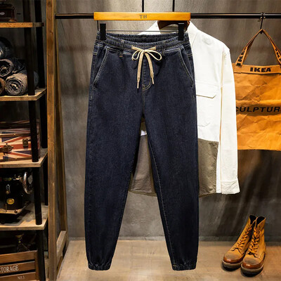 Blugi de primăvară cu talie elastică Pantaloni harem largi pentru bărbați de mărime mare, elastici supradimensionați, subțiri Pantaloni tăiați până la gleznă 6XL 5XL 4XL