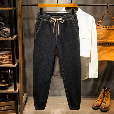 Blugi de primăvară cu talie elastică Pantaloni harem largi pentru bărbați de mărime mare, elastici supradimensionați, subțiri Pantaloni tăiați până la gleznă 6XL 5XL 4XL