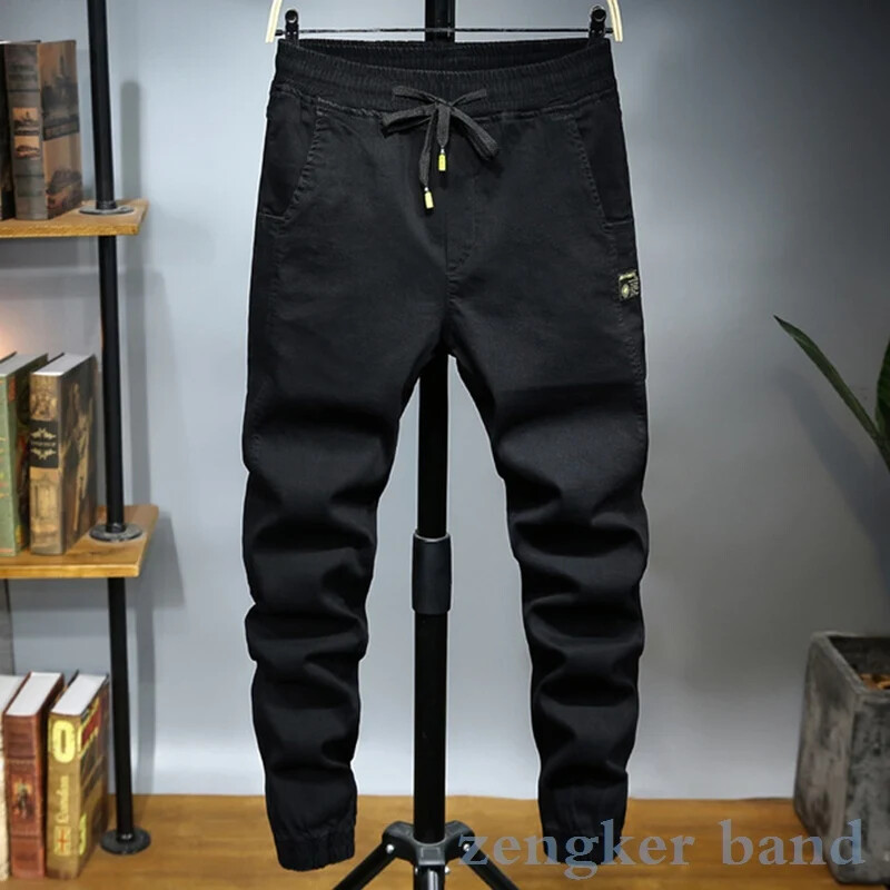 Blugi de primăvară cu talie elastică Pantaloni harem largi pentru bărbați de mărime mare, elastici supradimensionați, subțiri Pantaloni tăiați până la gleznă 6XL 5XL 4XL