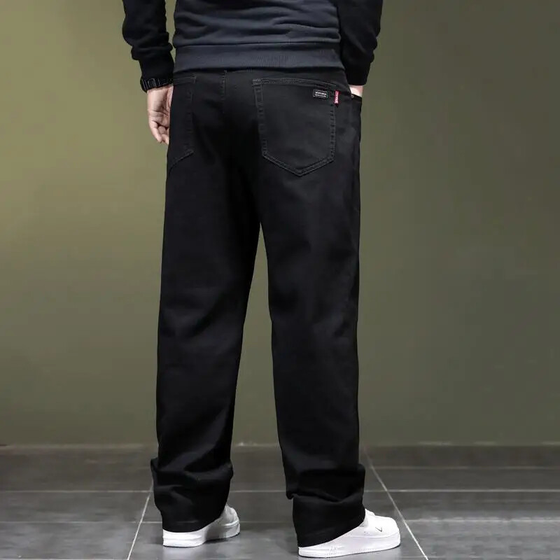 Ανδρικό μαύρο τζιν Παντελόνι από ύφασμα τζιν για χοντρά άτομα 45-150 κιλά Hombre Wide Leg Jeans Pantalon Homme