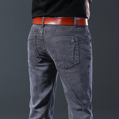 Új férfi farmernadrág vékony, egyenes úri méretű 27-38-as nadrág Divat európai amerikai stílusú sztreccs férfi luxus farmer Szürke