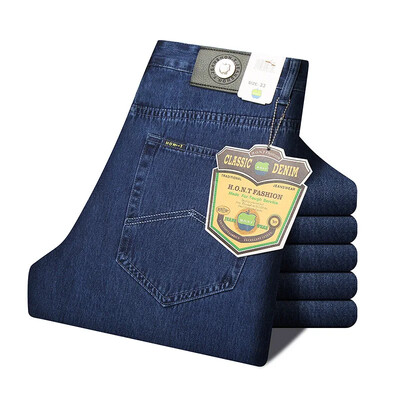 Nouă sosire Blugi largi bărbați țesătură de bumbac de afaceri de vară pantaloni drepți de denim de marcă clasică pentru bărbați pantaloni casual bărbați