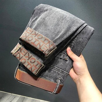 Ново пристигане Корейски стил панталони Мъжки луксозни Harajuku Designer Cowboy Kpop Brand Denim Slim Pencil Pants Мъжки дънки за есента