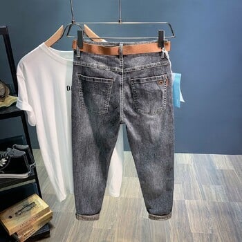 Ново пристигане Корейски стил панталони Мъжки луксозни Harajuku Designer Cowboy Kpop Brand Denim Slim Pencil Pants Мъжки дънки за есента