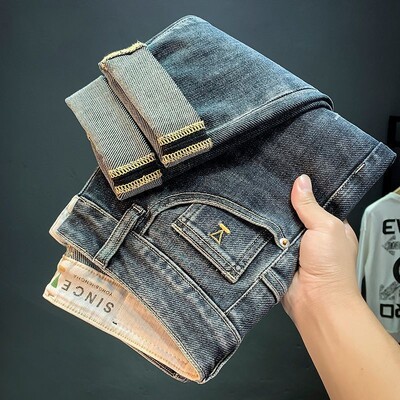 Novi dolazak Hlače u korejskom stilu Muške luksuzne Harajuku dizajnerske kaubojske Kpop marke Denim Slim pencil hlače Muške traperice za jesen