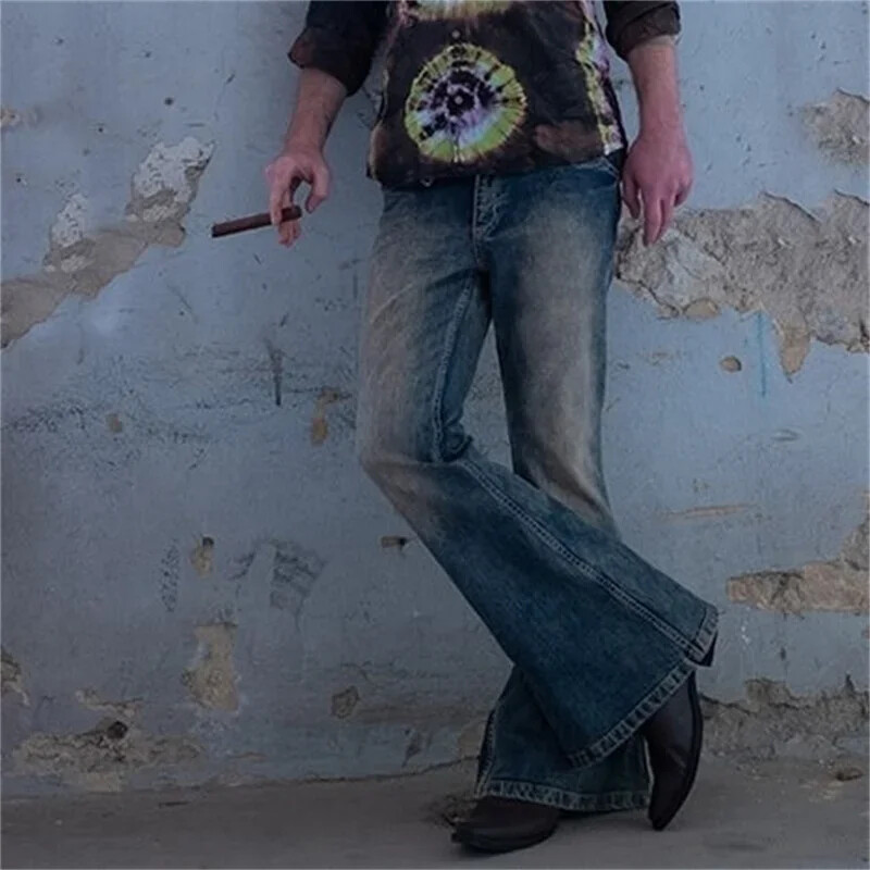 Vintage Ανδρικά μεγάλα τζιν Ανδρικά νεανικά Four Seasons Casual βαθύ μπλε τζιν παντελόνι 2023 Μόδα ψηλόμεσο παντελόνι Streetwear