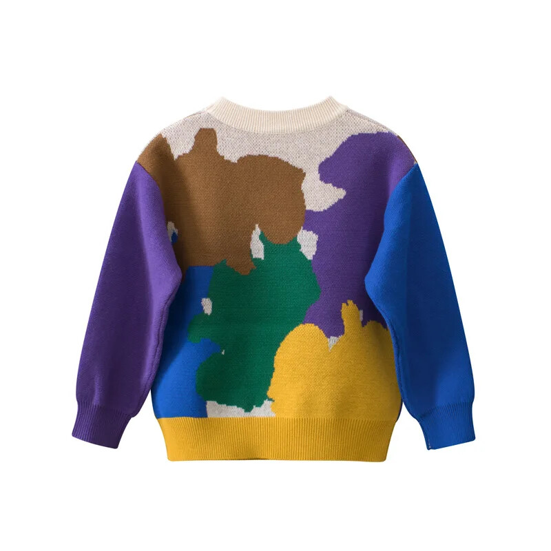 2024. gada ziema, jauni bērnu trikotāžas džemperi, silti zēnu džemperi, neformāls džemperis ar garām piedurknēm, o veida kakla izgriezumu, džemperi, bērnu apģērbi
